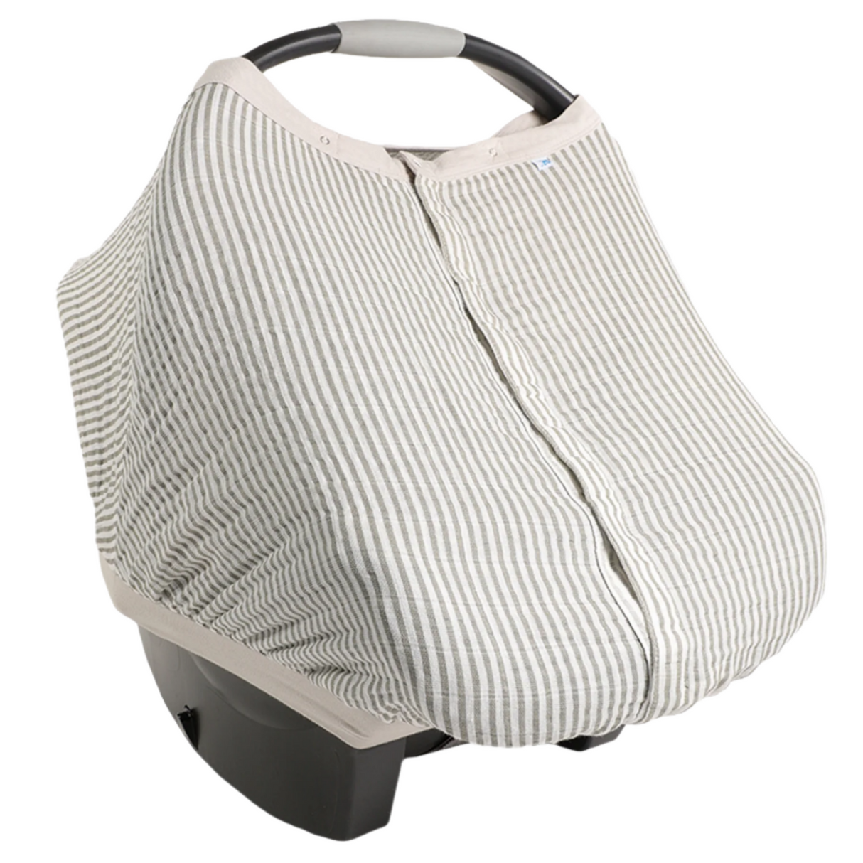 Cotton Muslin Car Seat Canopy - Grey Stripe - HoneyBug
