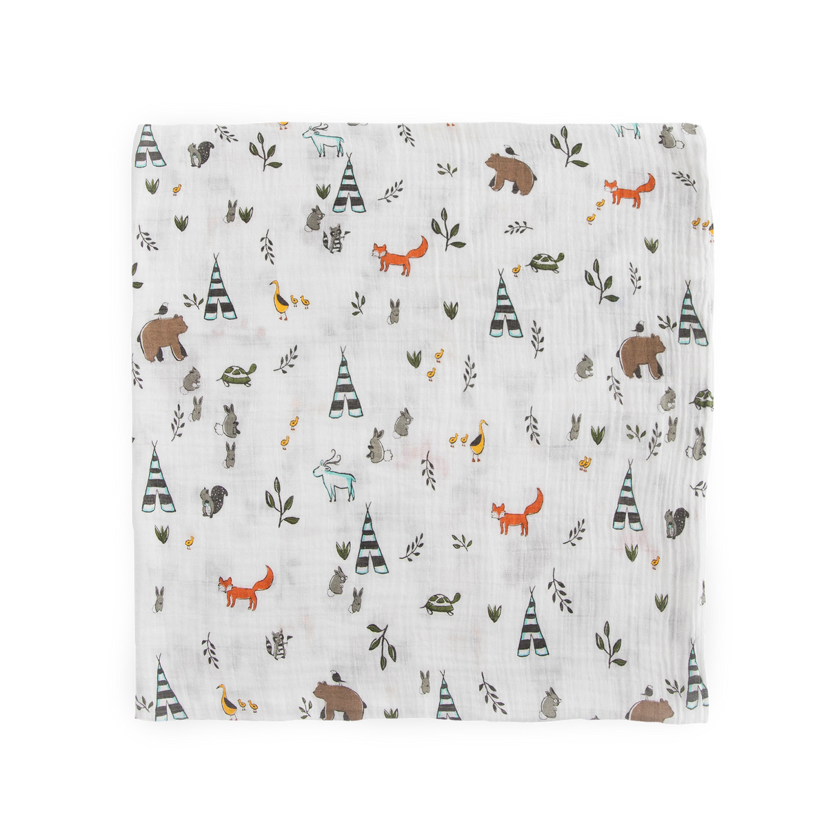 Cotton Muslin Swaddle Blanket 3 Pack - Forest Friends 2 - HoneyBug