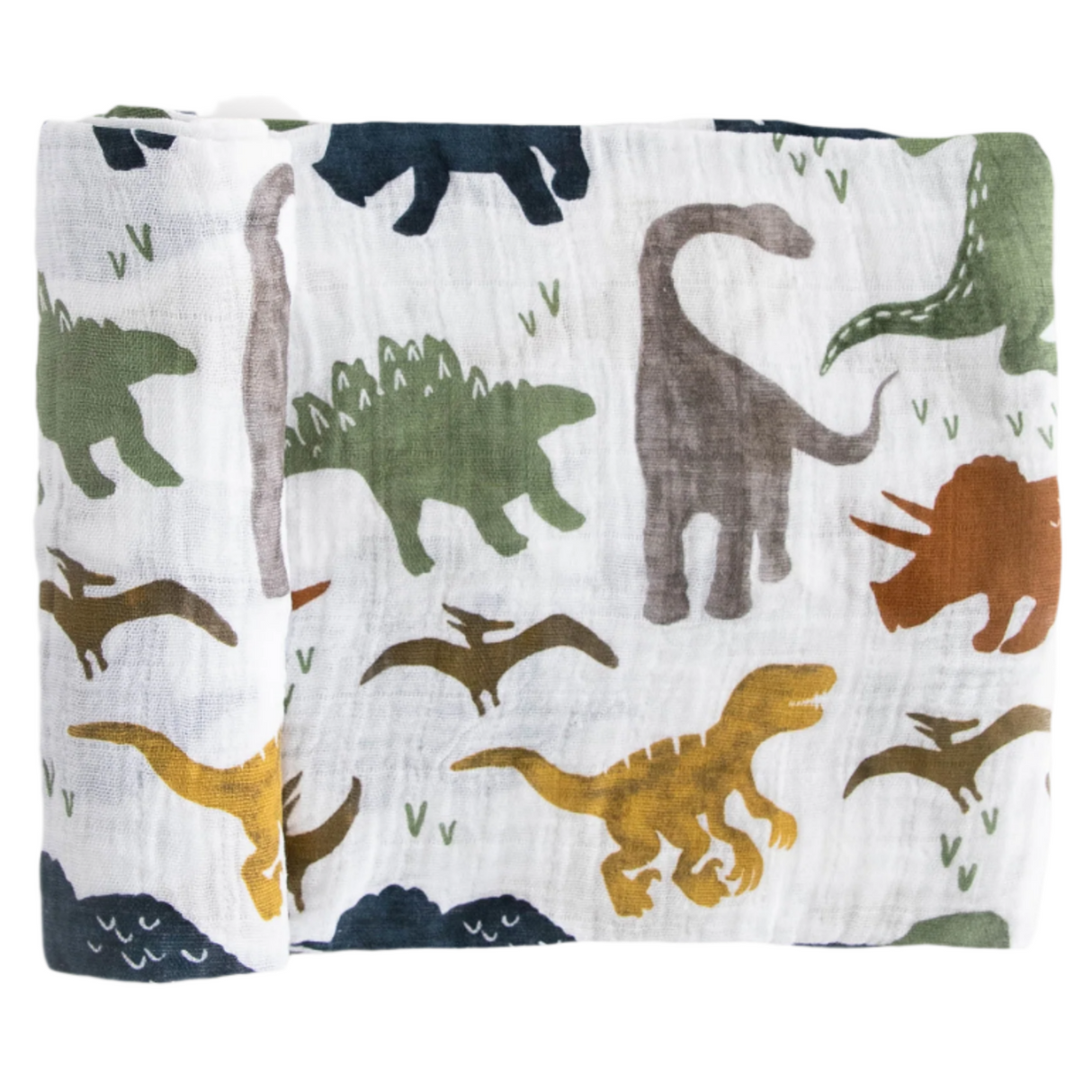 Cotton Muslin Swaddle Blanket - Dino Friends - HoneyBug