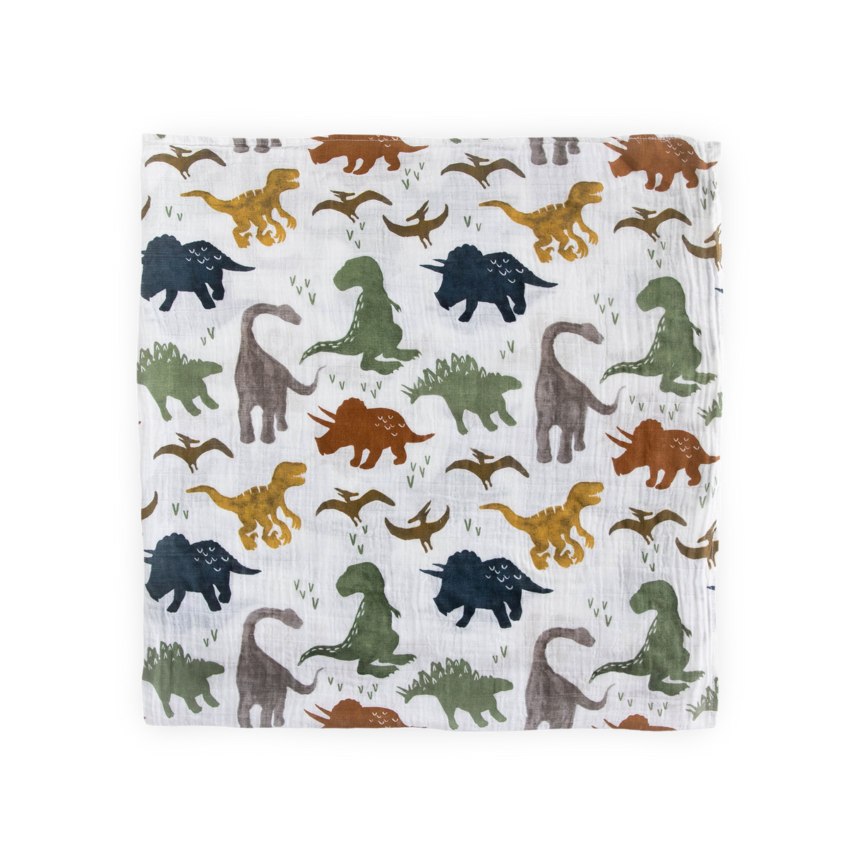 Cotton Muslin Swaddle Blanket - Dino Friends - HoneyBug