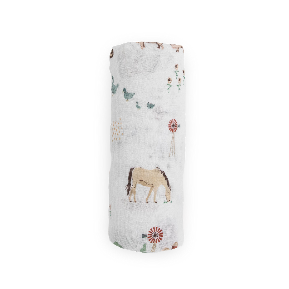 Cotton Muslin Swaddle Blanket - Farmyard - HoneyBug