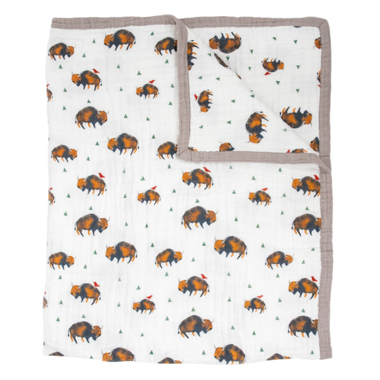Cotton Muslin Quilted Throw - Bison - HoneyBug