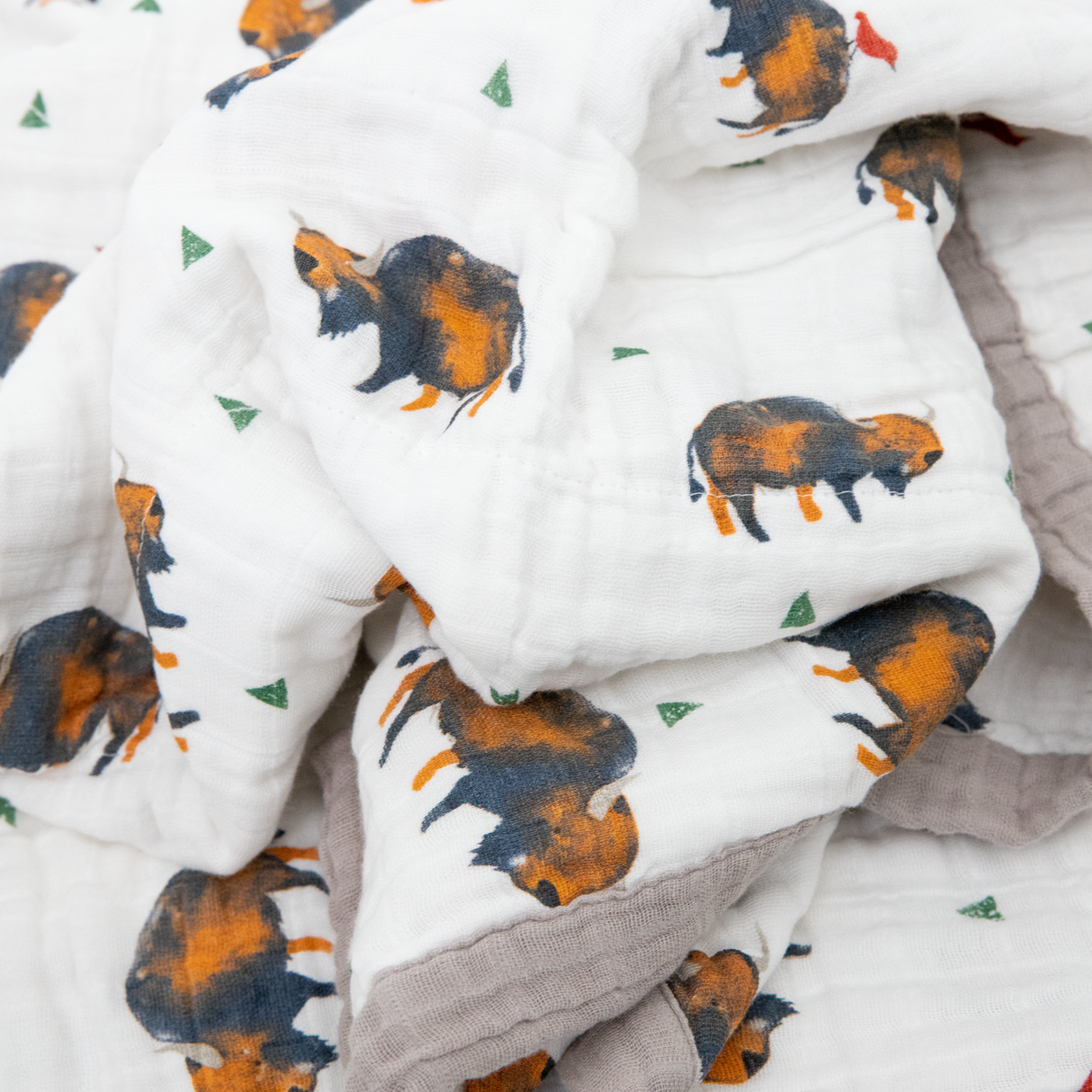 Cotton Muslin Quilted Throw - Bison - HoneyBug