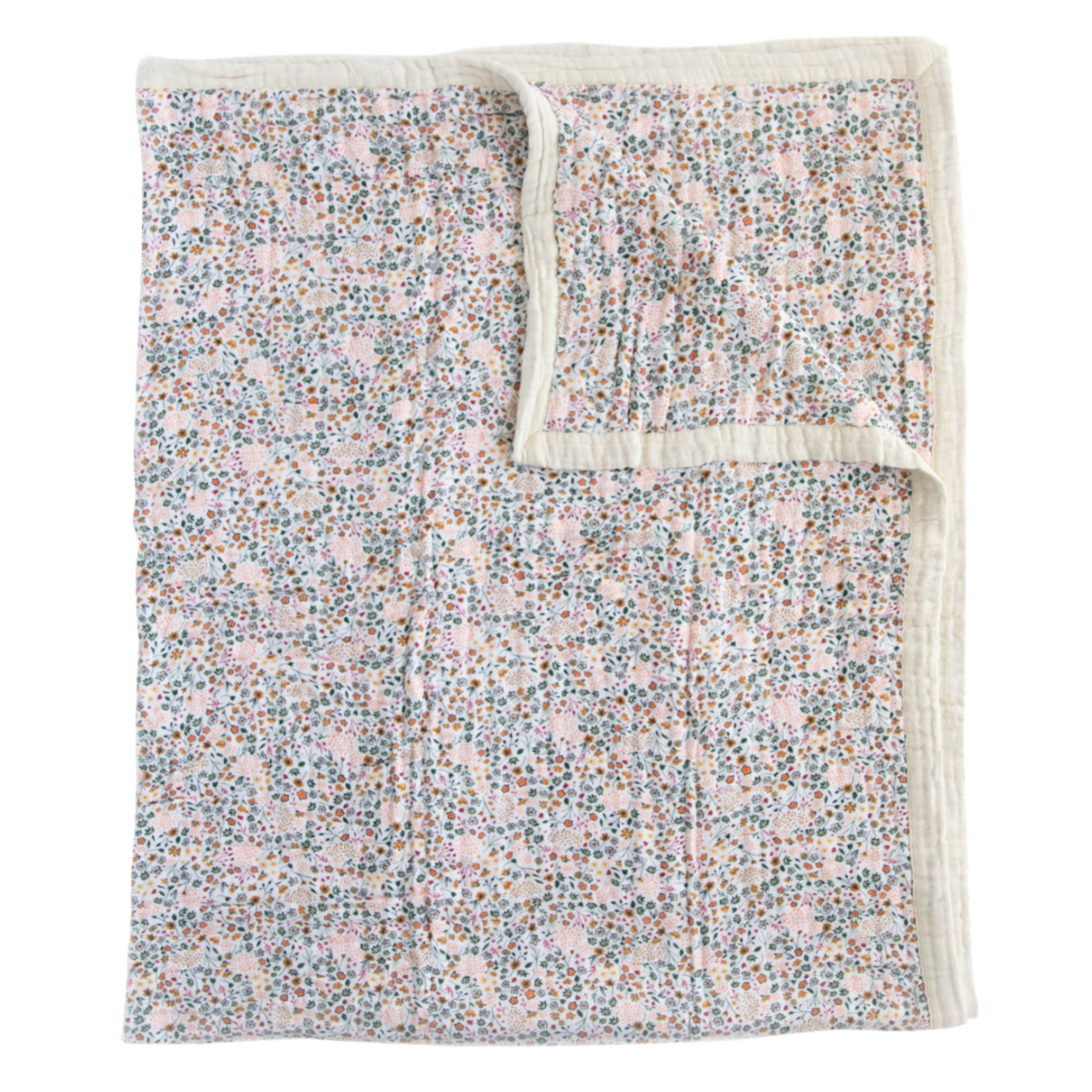 Cotton Muslin Quilted Throw - Pressed Petals - HoneyBug