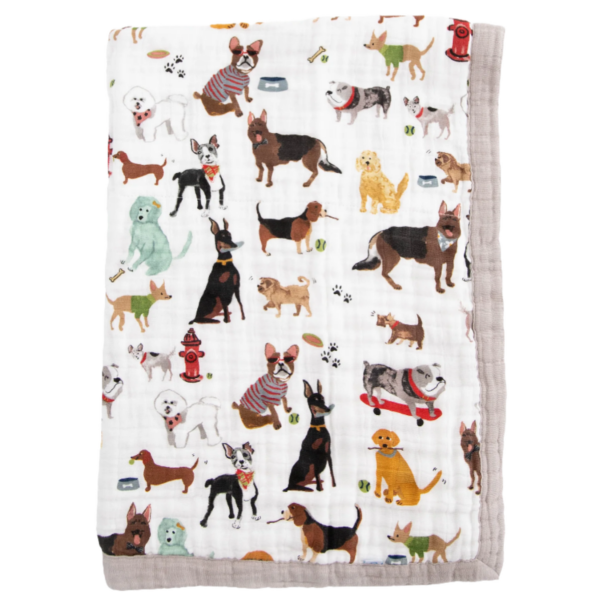 Cotton Muslin Baby Quilt - Woof - HoneyBug