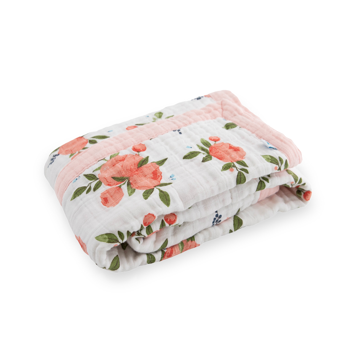 Cotton Muslin Baby Quilt - Watercolor Roses - HoneyBug