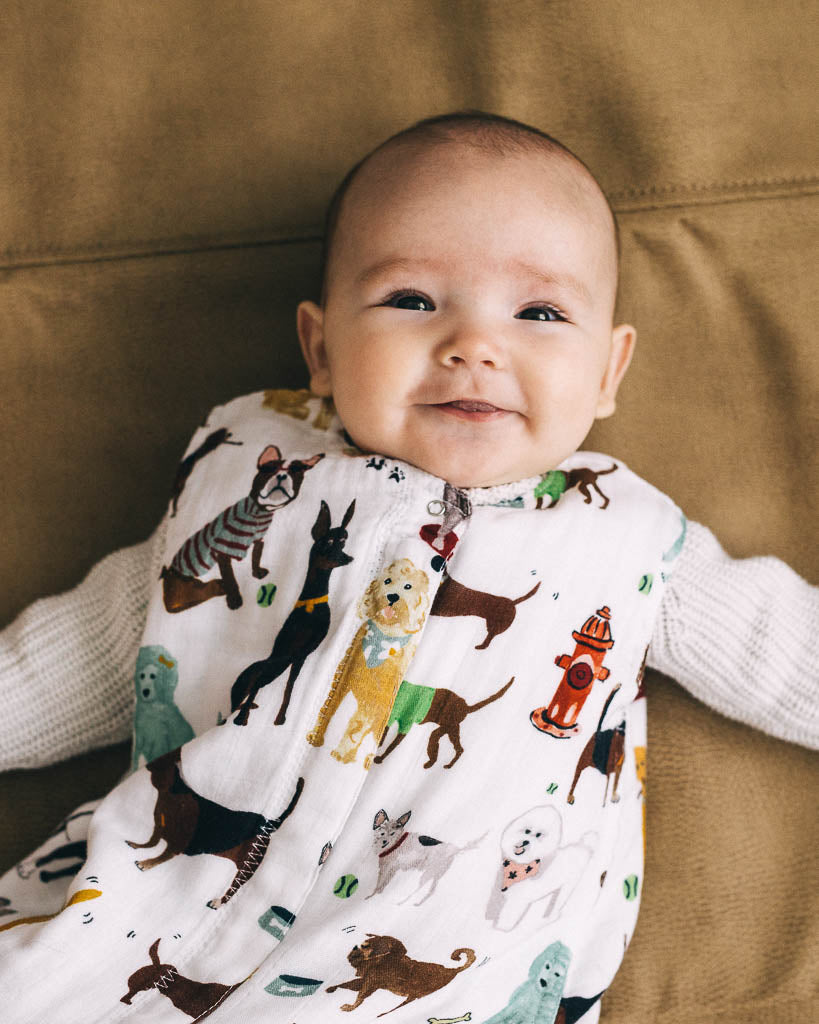 Cotton Muslin Sleep Bag - Woof - HoneyBug