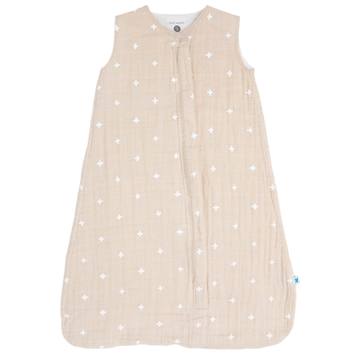Cotton Muslin Sleep Bag - Taupe Cross - HoneyBug