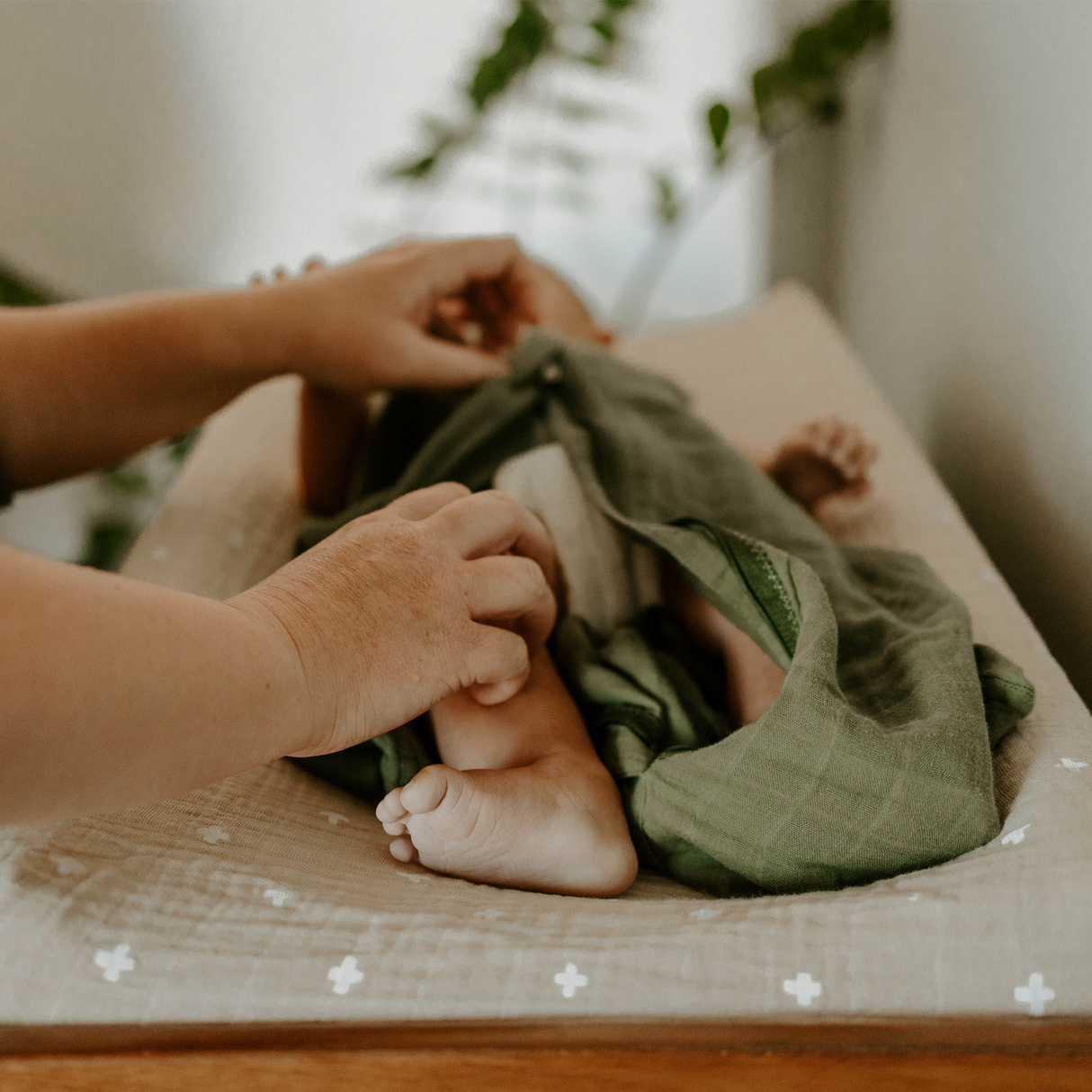 Cotton Muslin Sleep Bag - Fern - HoneyBug