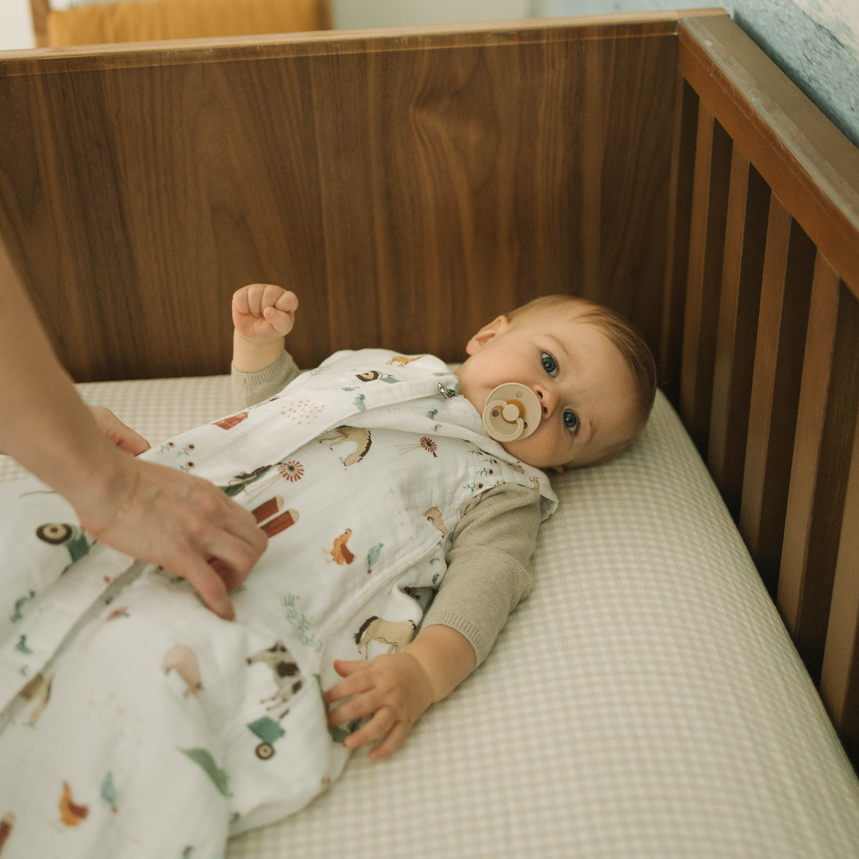 Cotton Muslin Sleep Bag - Farmyard - HoneyBug