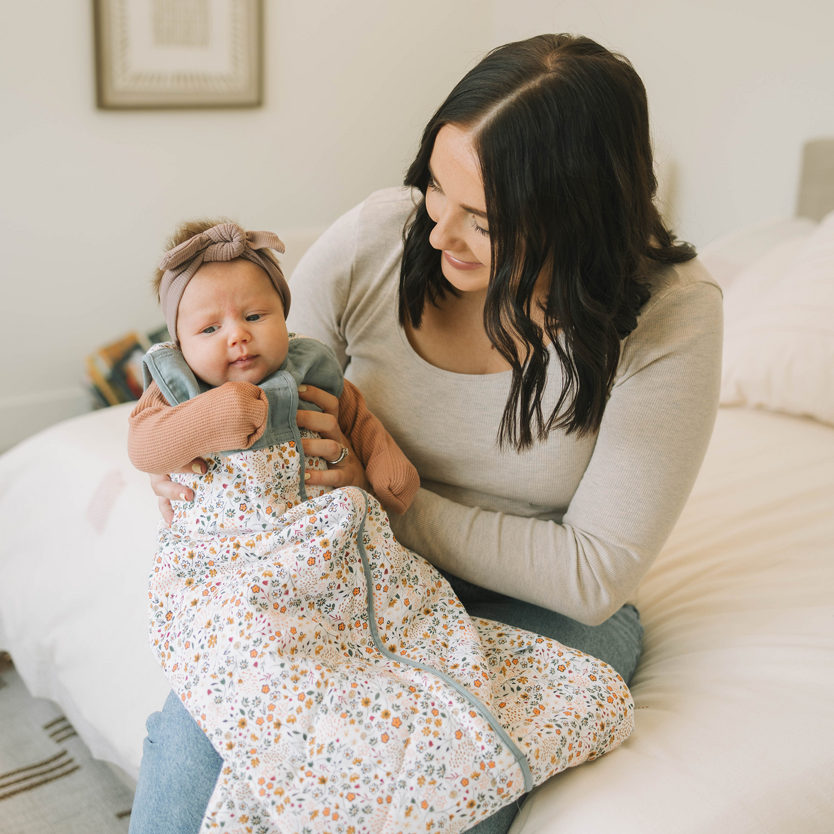 Cotton Muslin Quilted Sleep Bag - Pressed Petals - HoneyBug