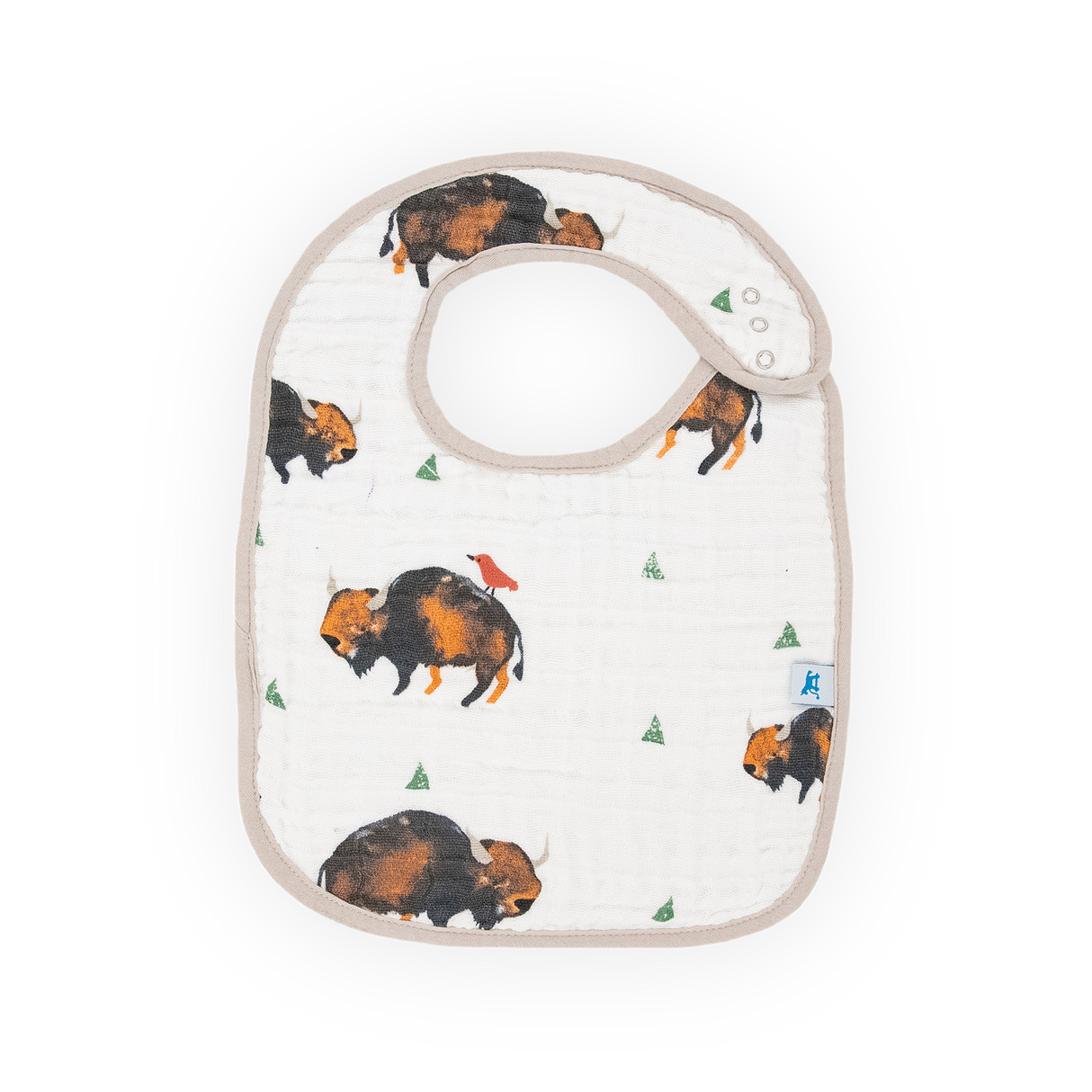Cotton Muslin Classic Bib 3 pack - Bison - HoneyBug