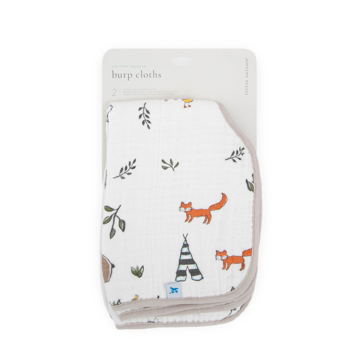 Cotton Muslin Burp Cloth 2 Pack - Forest Friends - HoneyBug