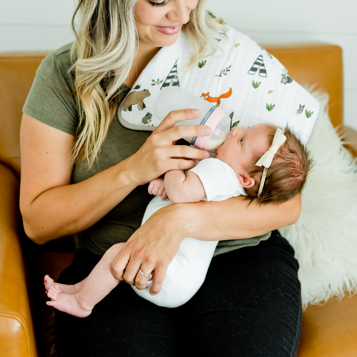 Cotton Muslin Burp Cloth 2 Pack - Forest Friends - HoneyBug