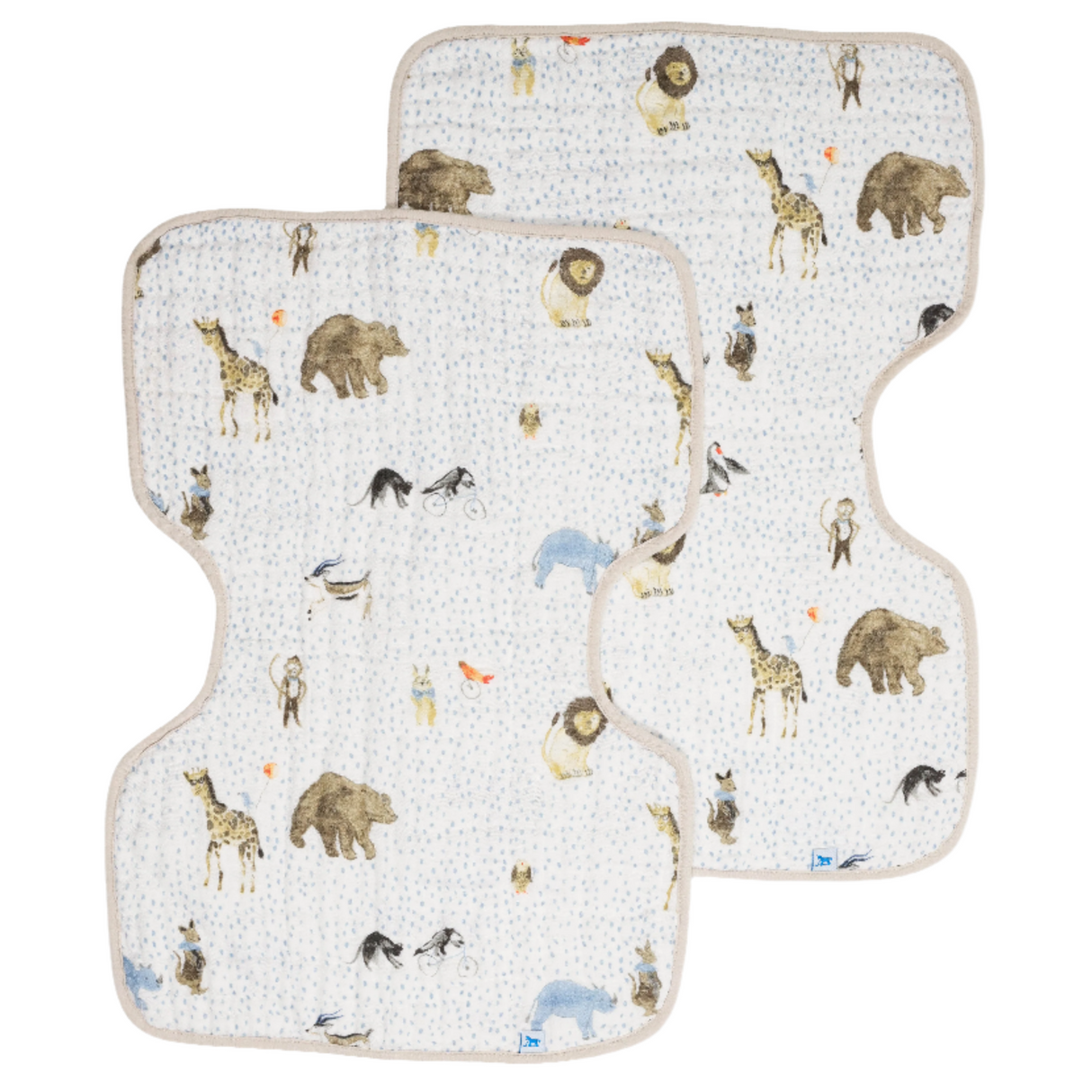 Cotton Muslin Burp Cloth 2 Pack - Party Animals - HoneyBug