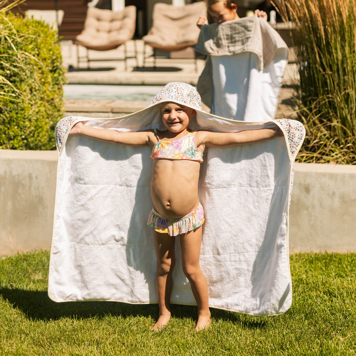 Toddler Hooded Towel - Pressed Petals - HoneyBug