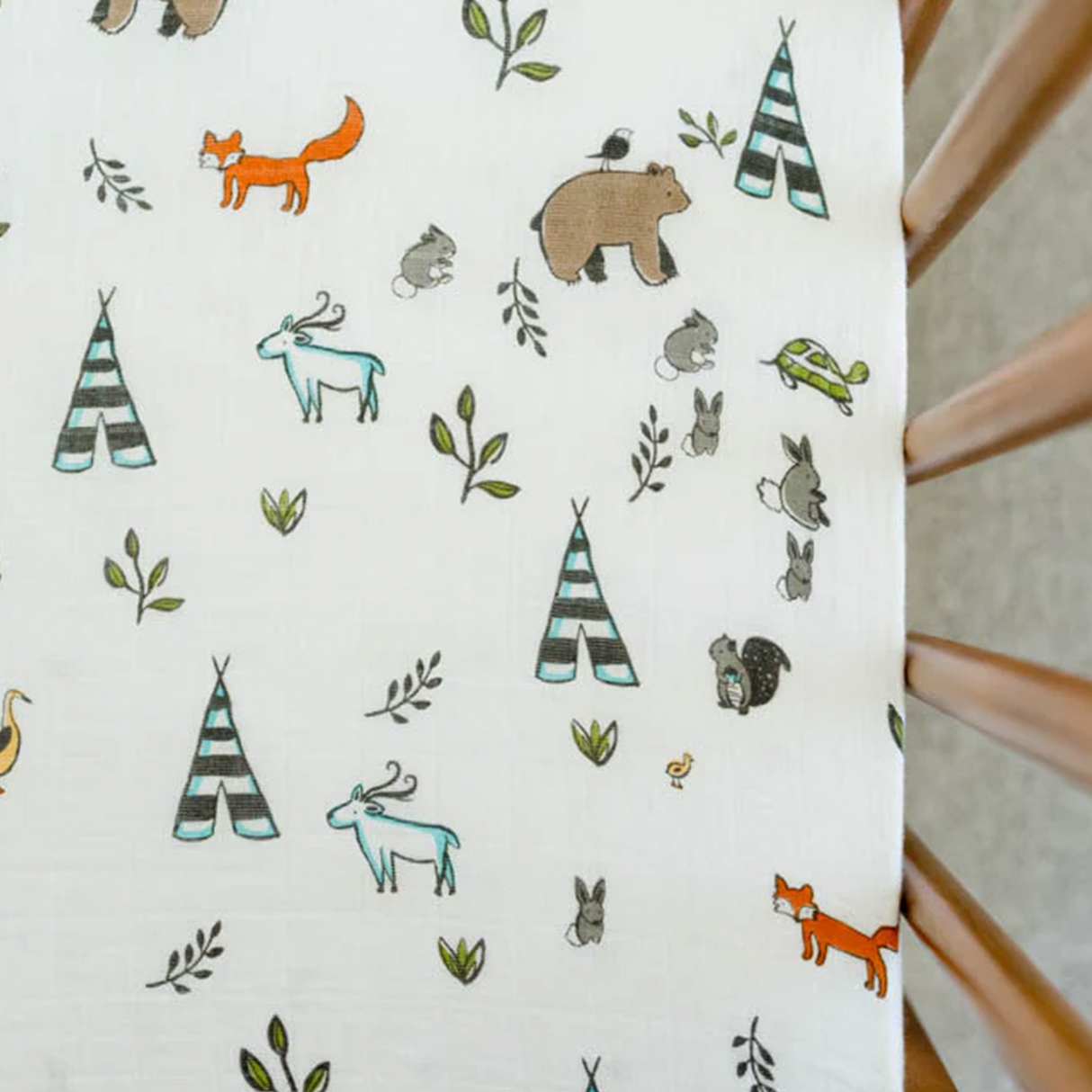 Cotton Muslin Crib Sheet - Forest Friends - HoneyBug