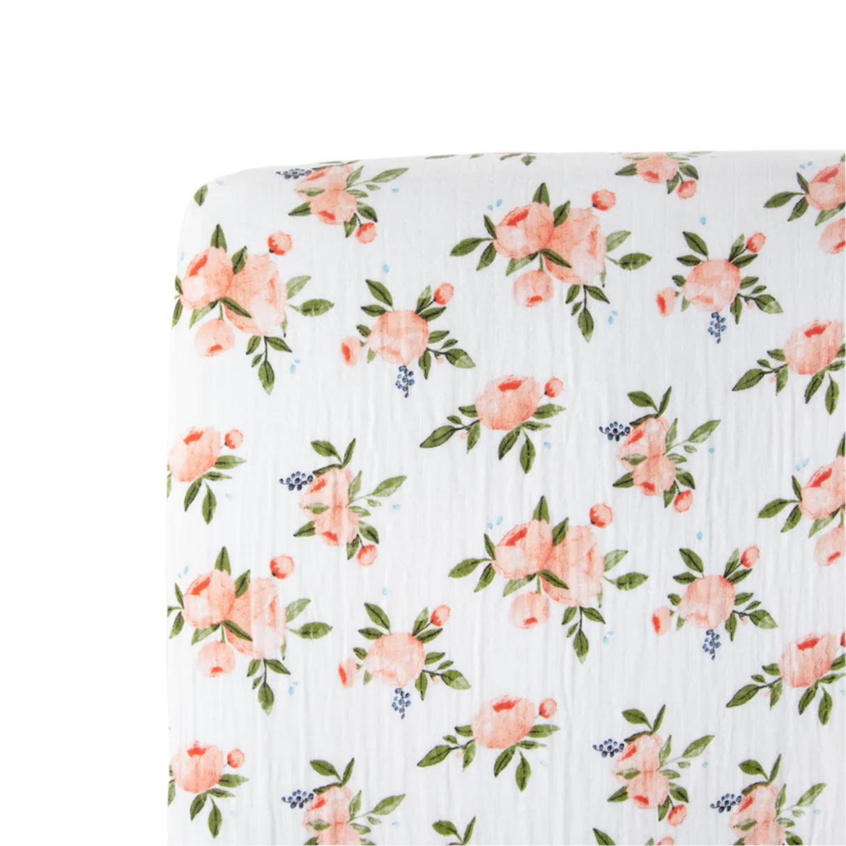 Cotton Muslin Crib Sheet - Watercolor Roses - HoneyBug