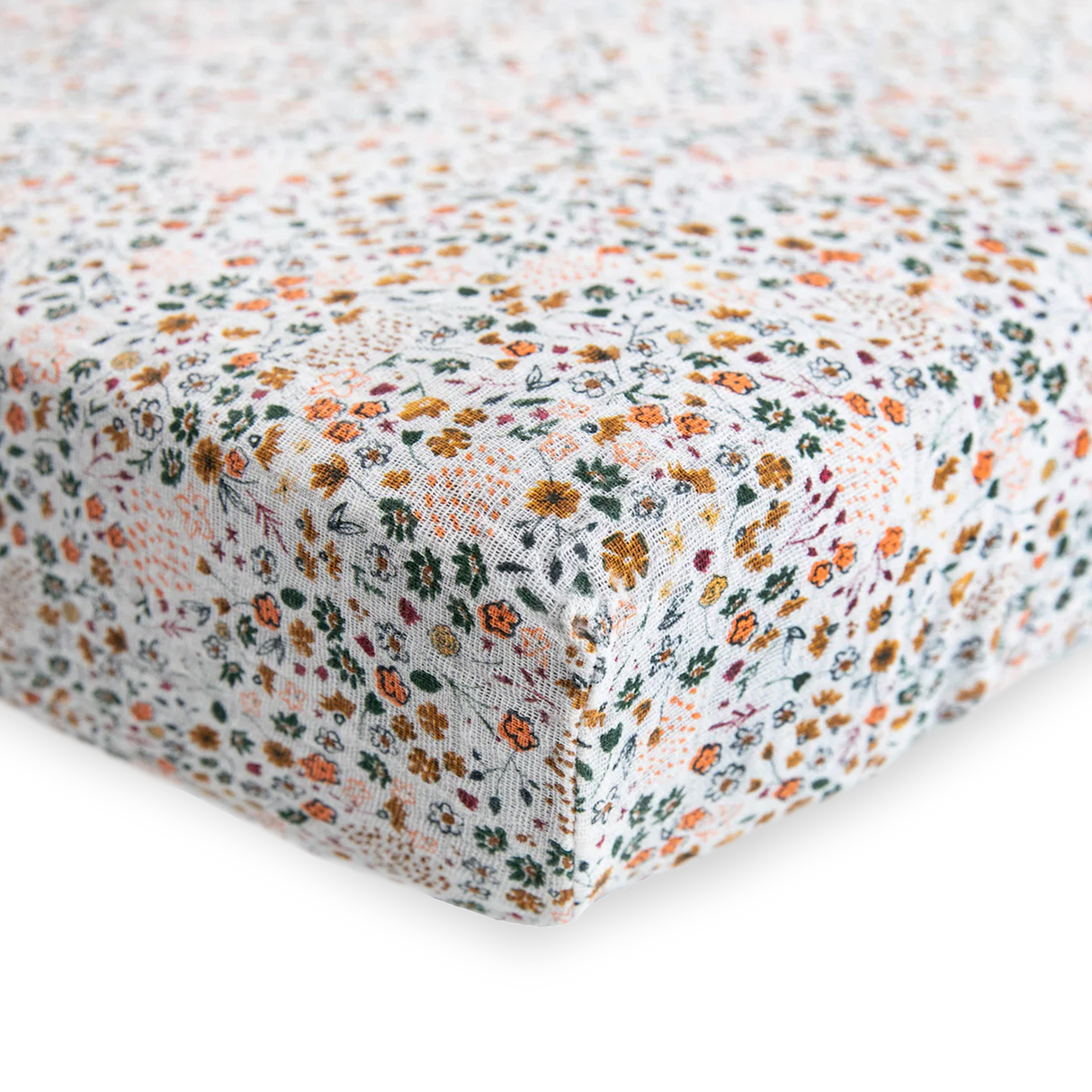 Cotton Muslin Crib Sheet - Pressed Petals - HoneyBug