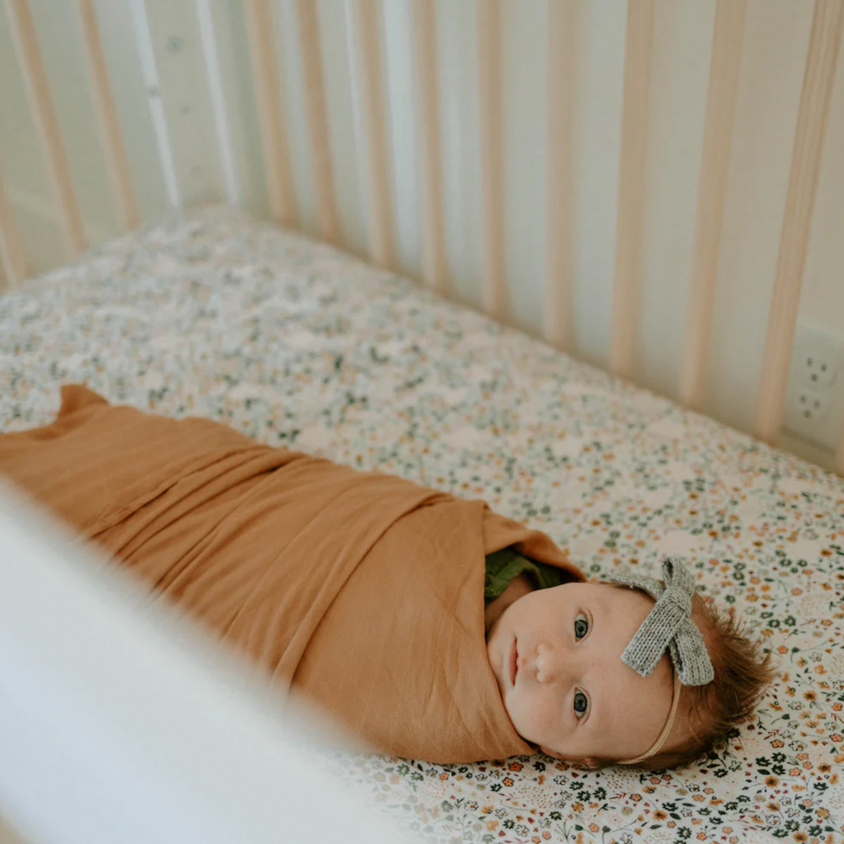 Cotton Muslin Crib Sheet - Pressed Petals - HoneyBug