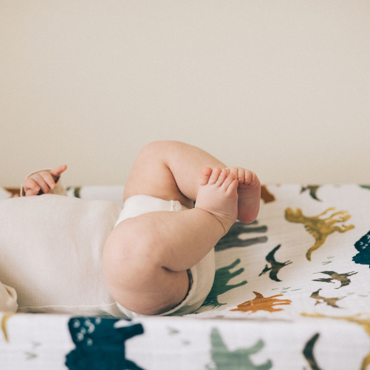 Cotton Muslin Changing Pad Cover - Dino Friends - HoneyBug