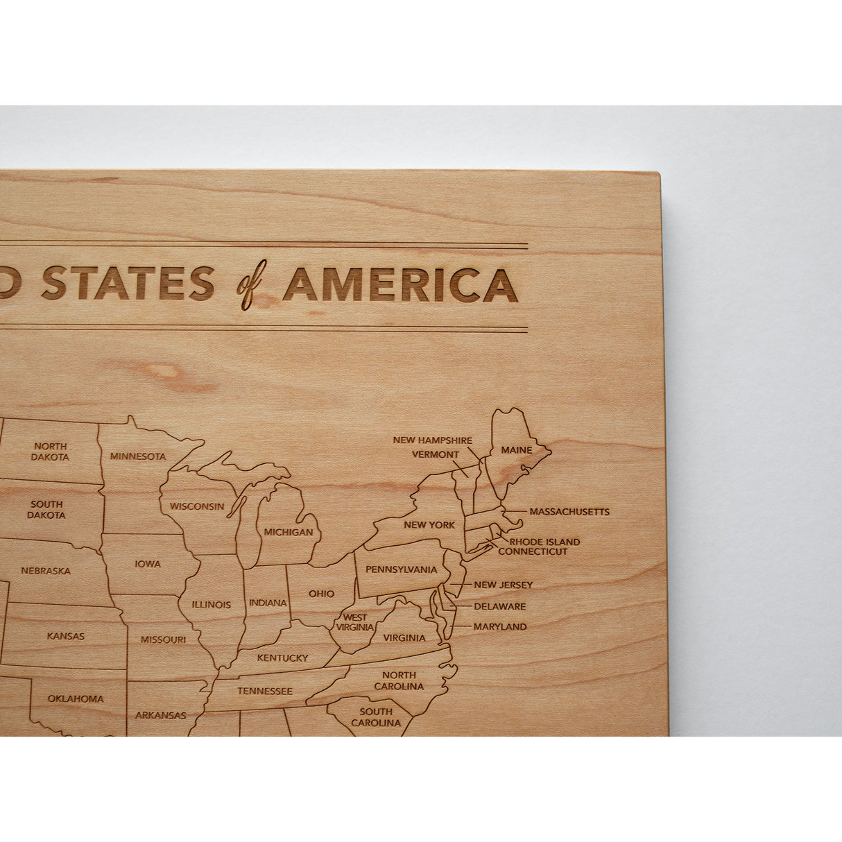 Wooden Map of the United States of America - HoneyBug