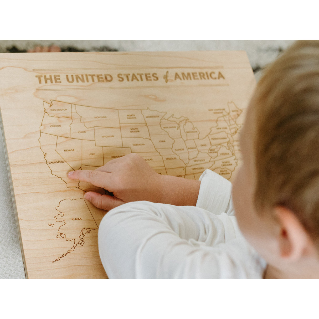 Wooden Map of the United States of America - HoneyBug