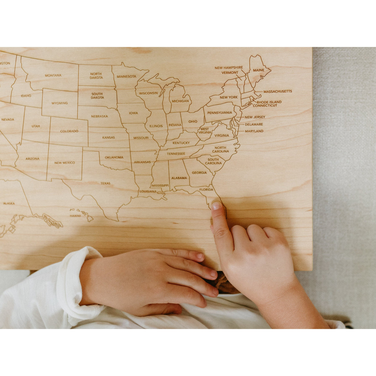 Wooden Map of the United States of America - HoneyBug