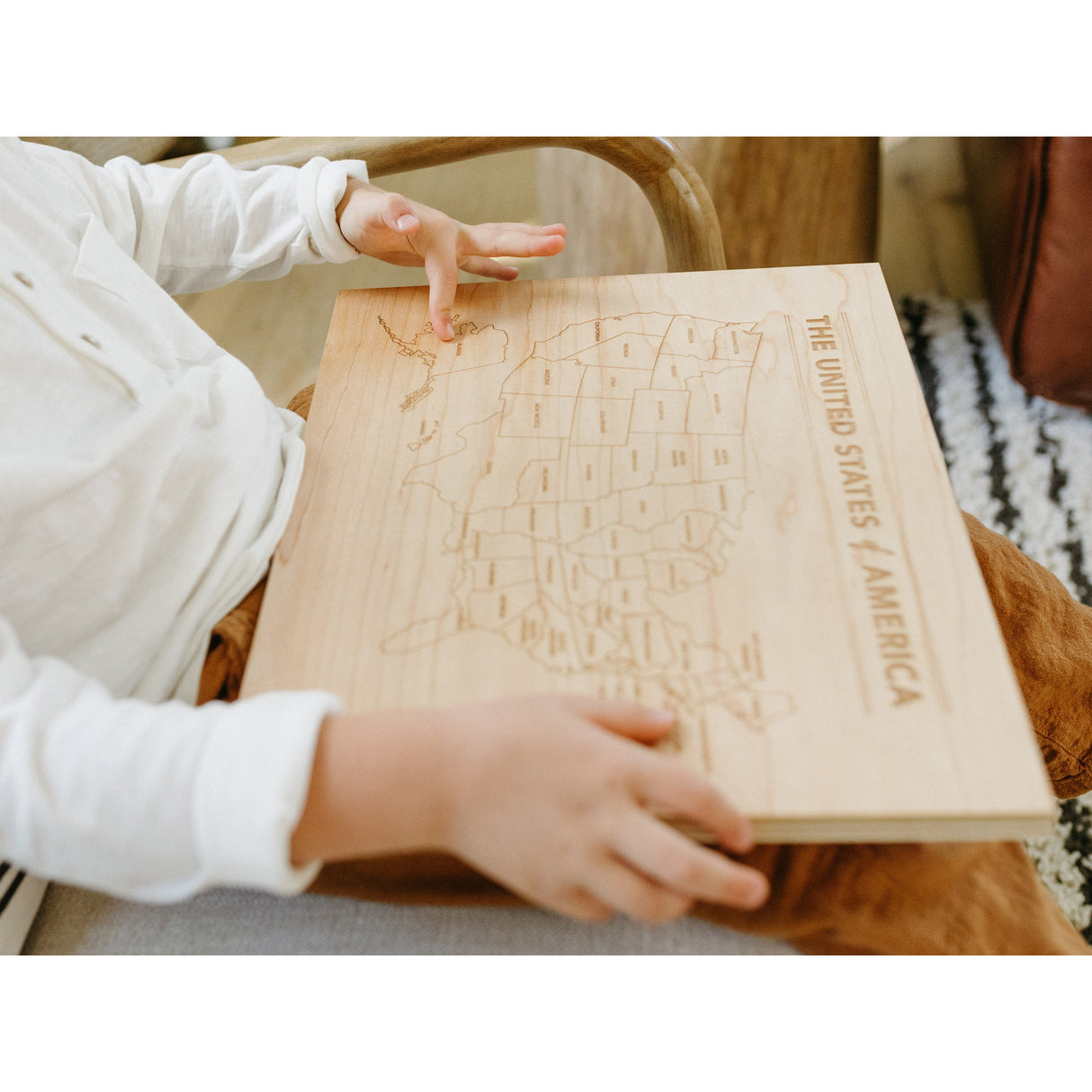 Wooden Map of the United States of America - HoneyBug