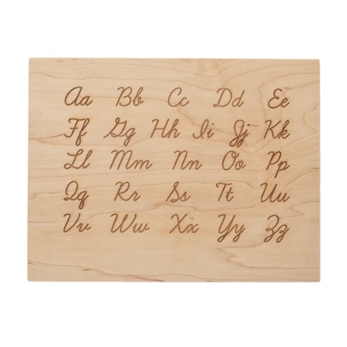 Wooden Alphabet Montessori Board and Tabletop Reference Chart • Classic Script Cursive - HoneyBug