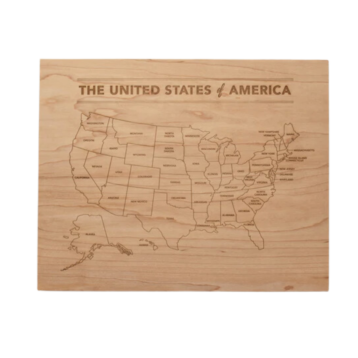 Wooden Map of the United States of America - HoneyBug