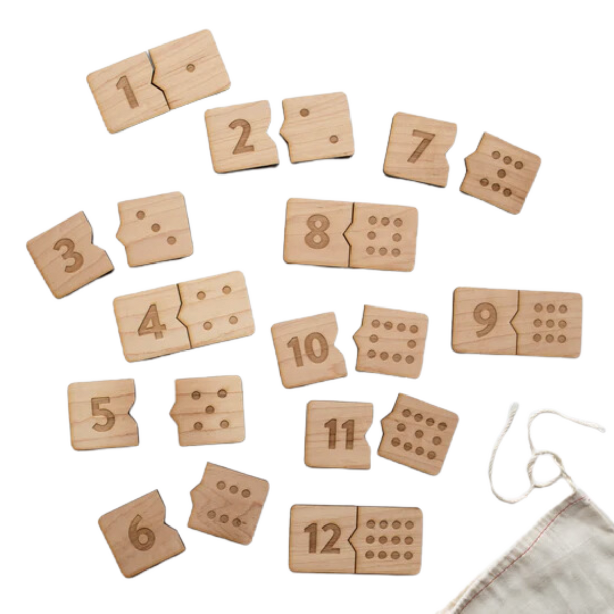Wooden Number Match Puzzle • Handmade Wood Domino Style Matching Game - HoneyBug