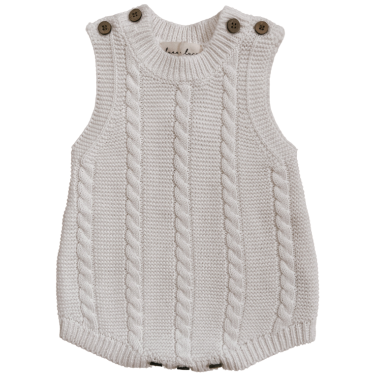 Luna + Luca Cable Knit Summer Romper - White - HoneyBug
