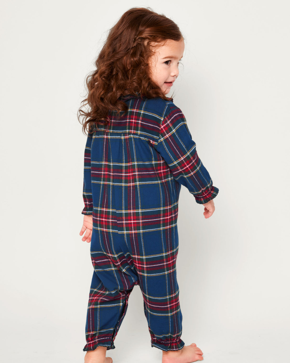Baby's Brushed Twill Madeline Romper in Windsor Tartan - HoneyBug