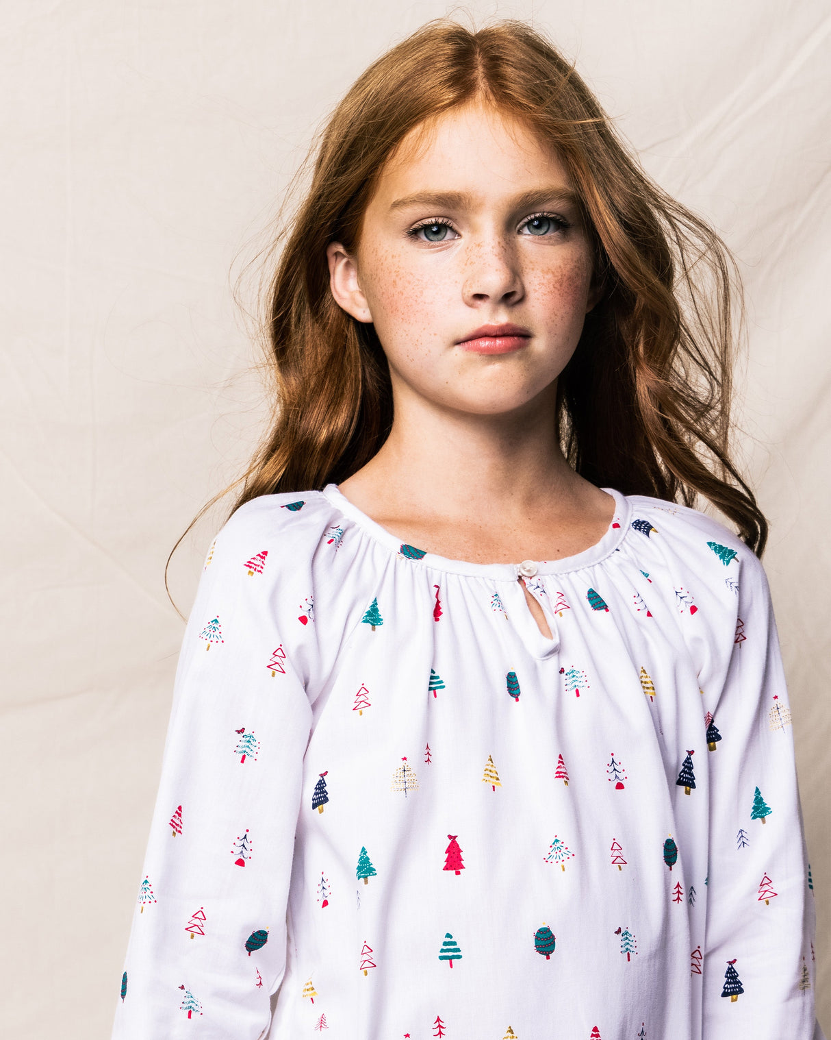 Girl's Twill Delphine Nightgown in Merry Trees - HoneyBug