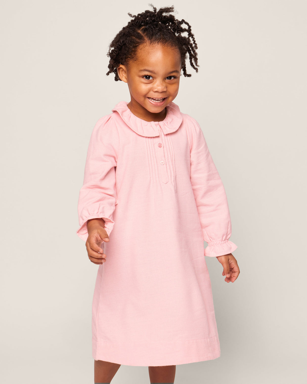 Girl's Flannel Victoria Nightgown in Pink - HoneyBug