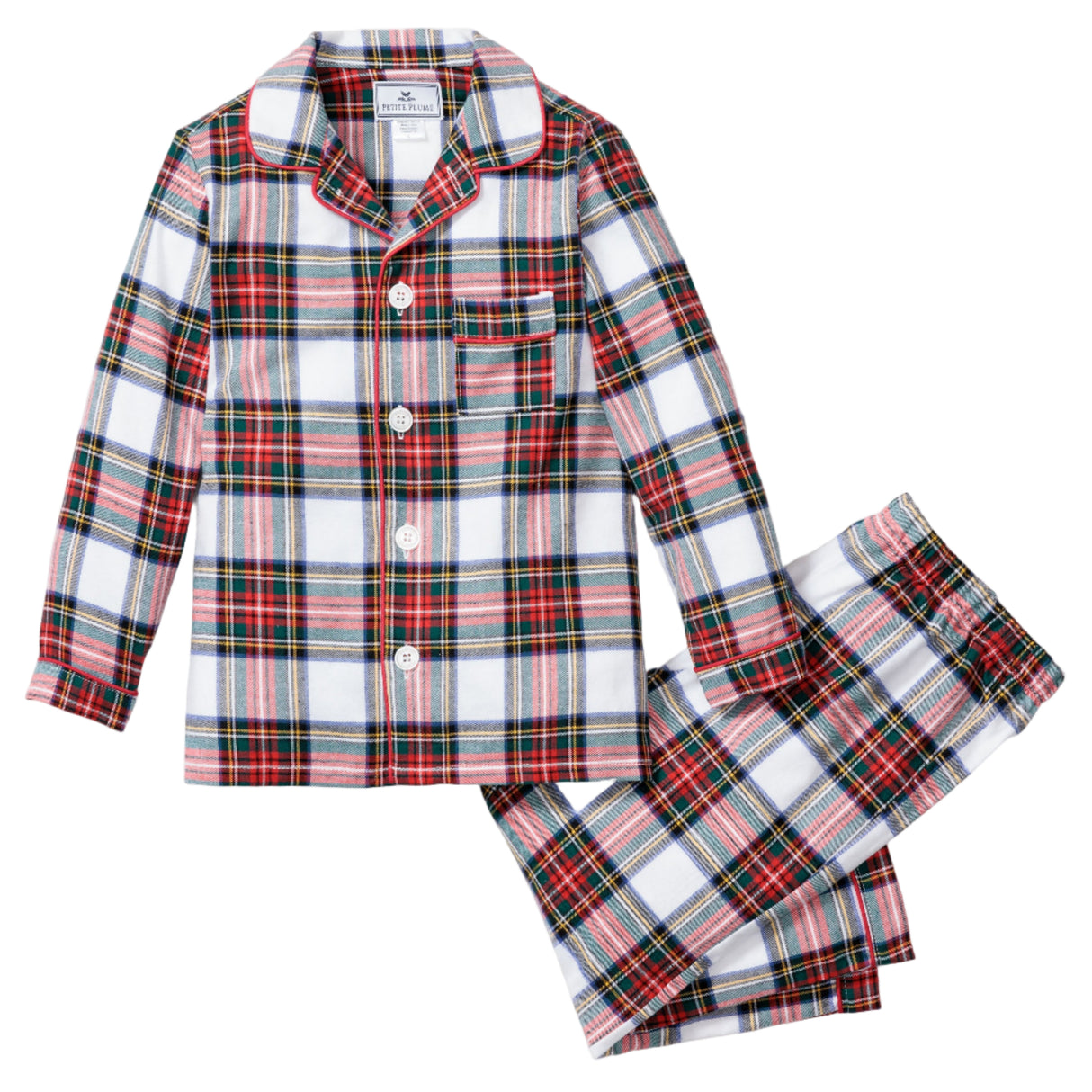Kid's Brushed Twill Pajama Set in Balmoral Tartan - HoneyBug