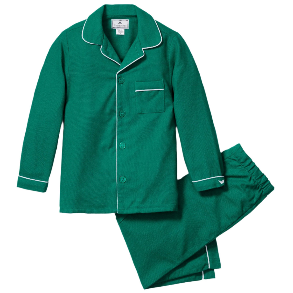 Kid's Flannel Pajama Set in Forest Green - HoneyBug