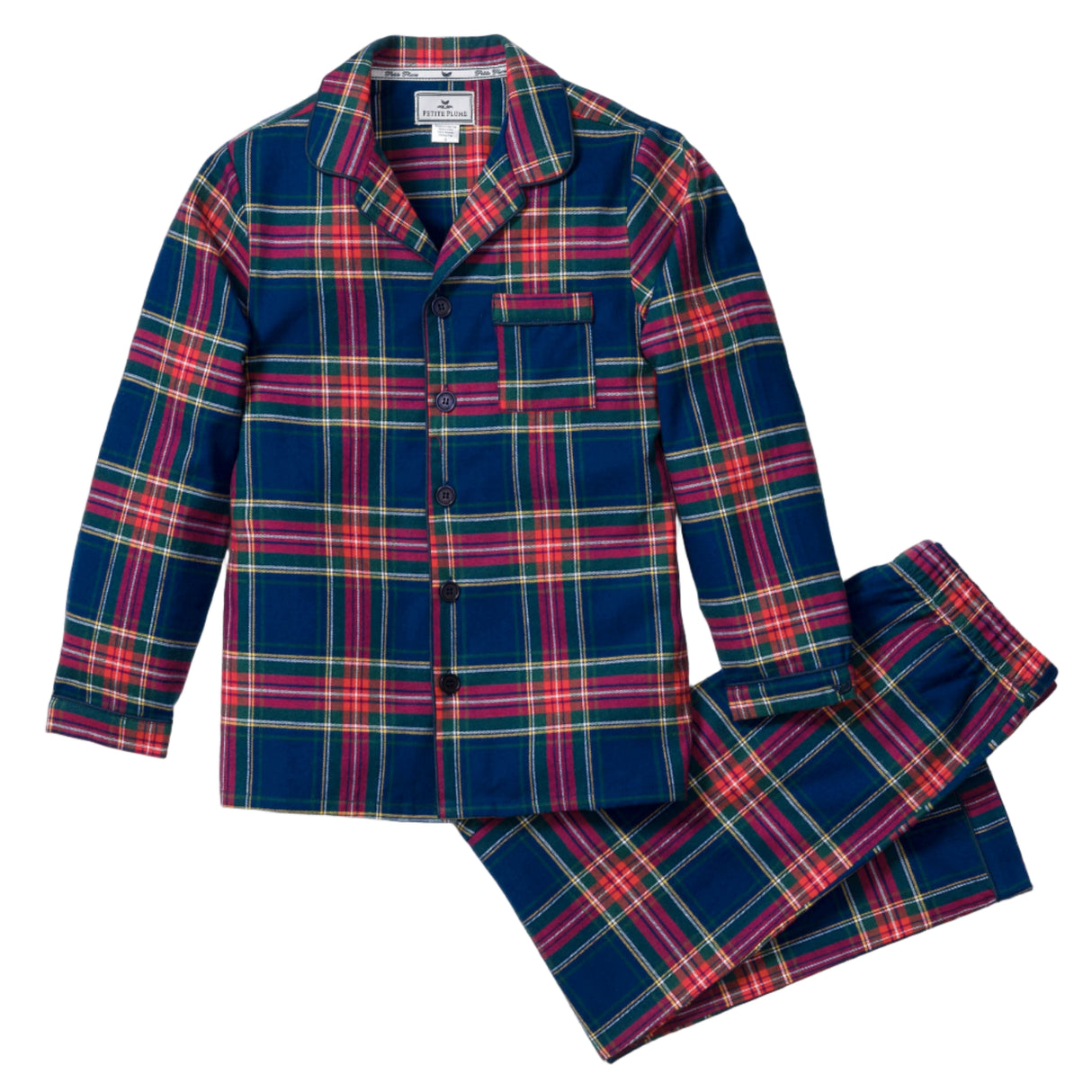 Kid's Brushed Twill Pajama Set in Windsor Tartan - HoneyBug
