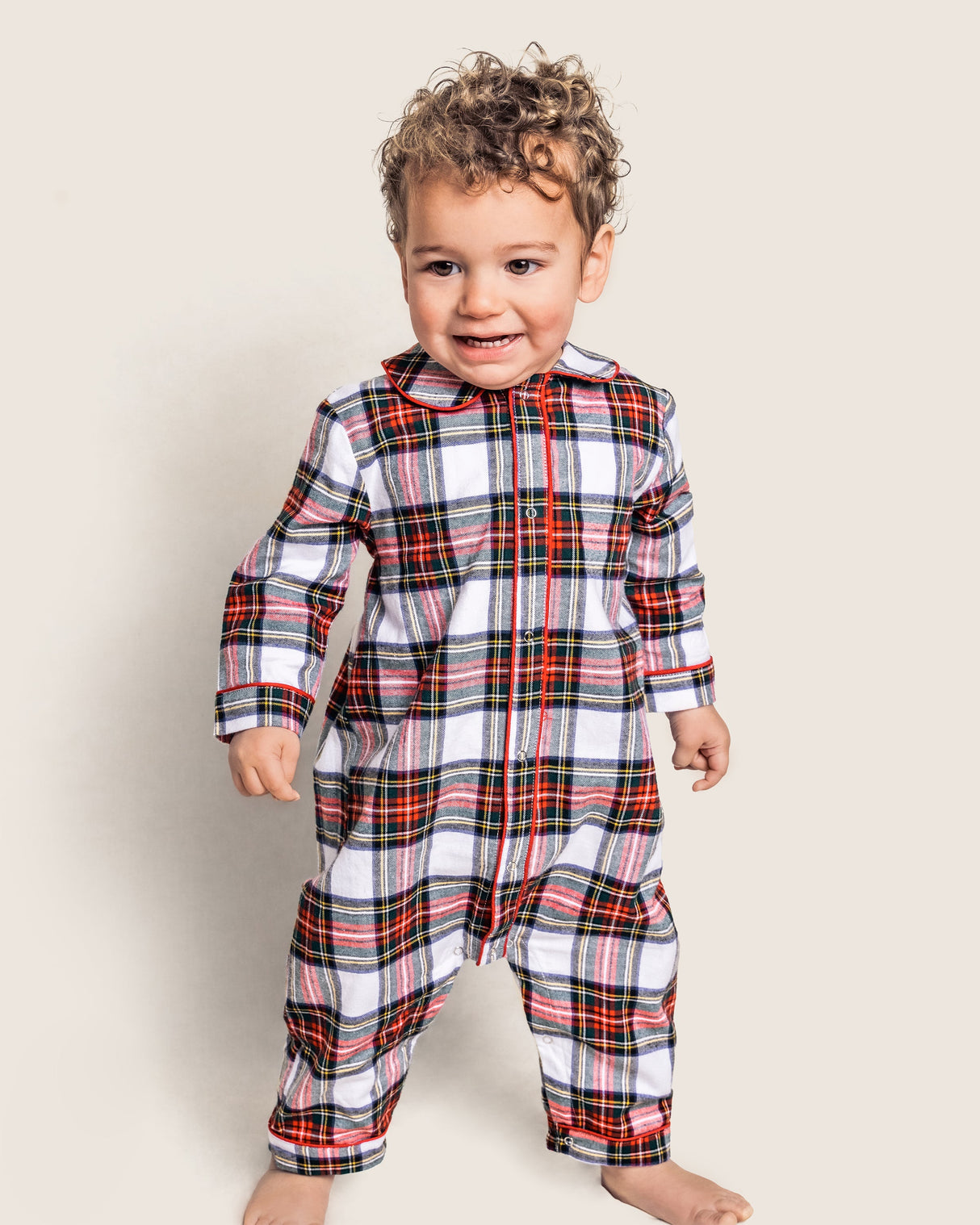 Baby's Brushed Twill Cambridge Romper in Balmoral Tartan - HoneyBug