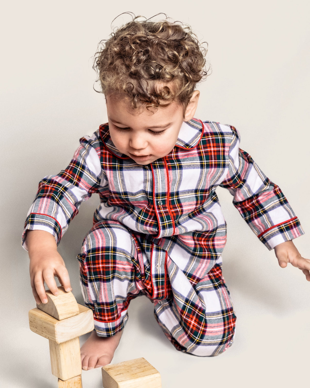 Baby's Brushed Twill Cambridge Romper in Balmoral Tartan - HoneyBug