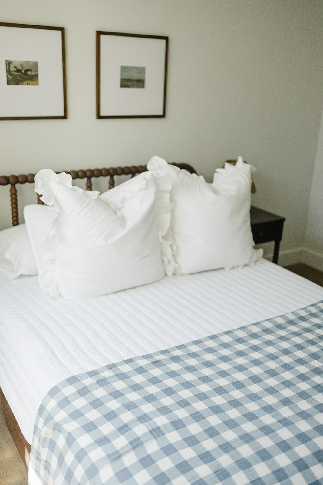 Dusty Blue Gingham Twin Muslin Quilt - HoneyBug