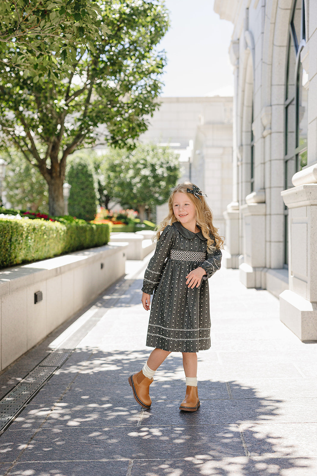 Tulip Smocked Peter Pan Collar Dress - HoneyBug