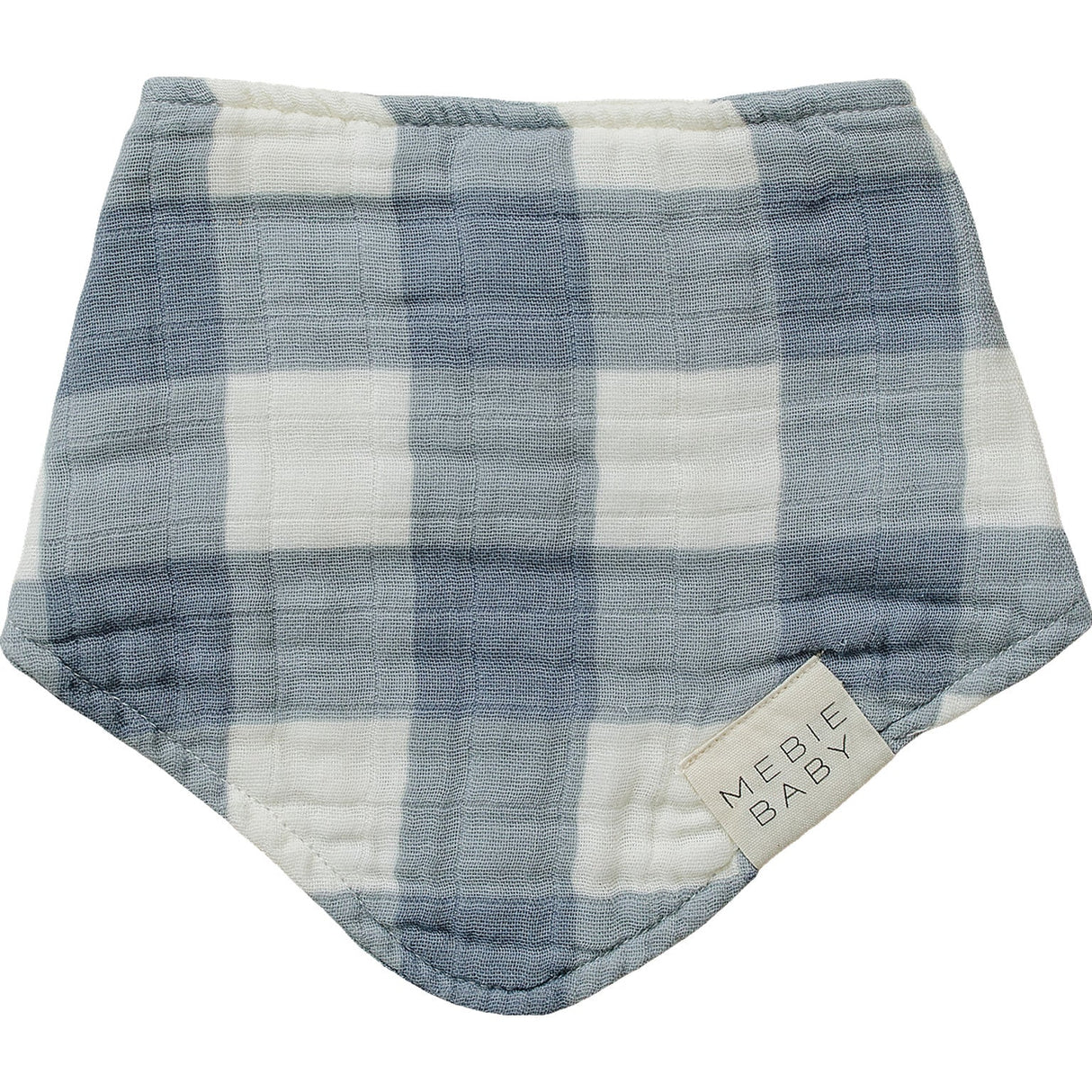 Dusty Blue Gingham Classic Muslin Bib - HoneyBug