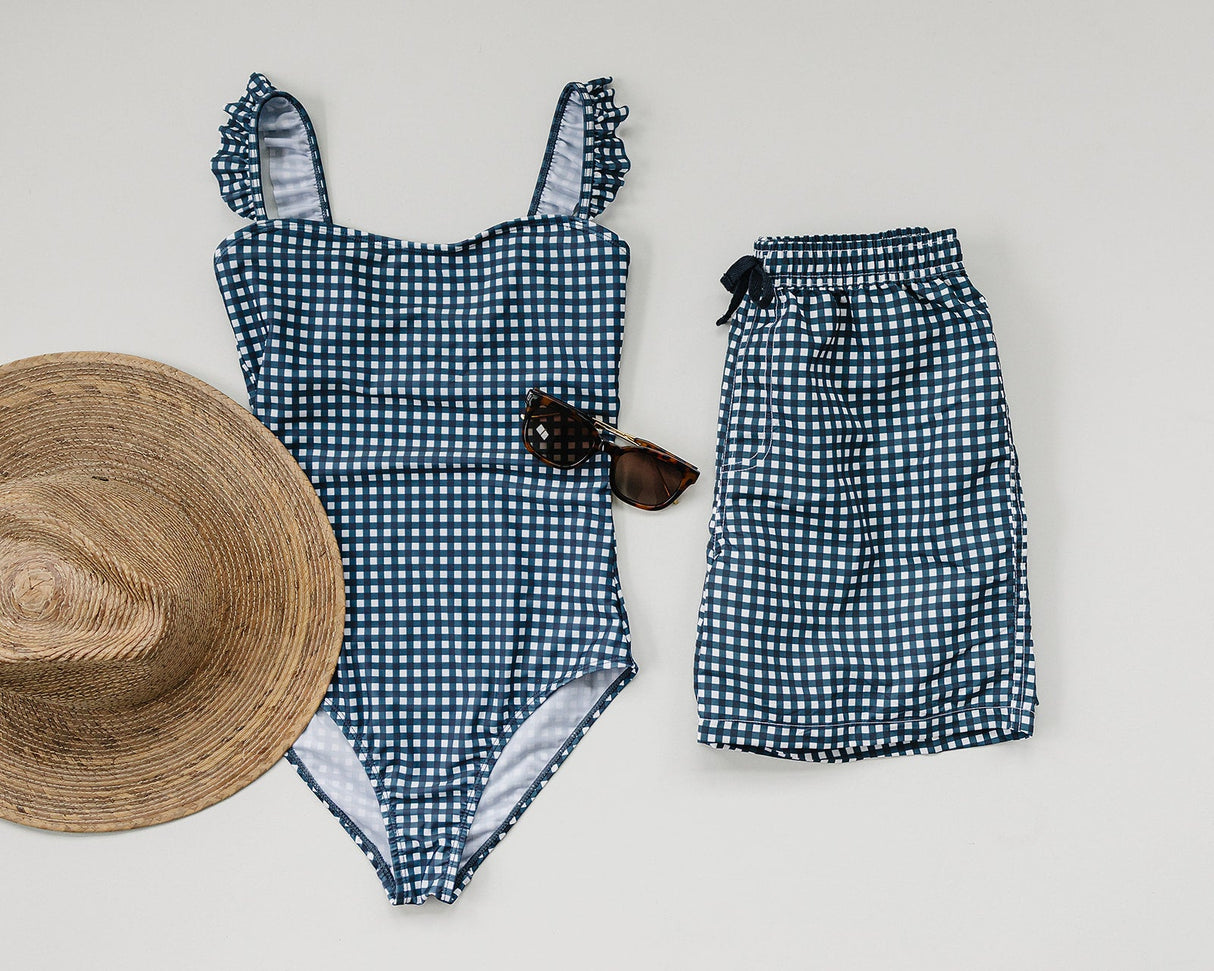 Navy Gingham Womenβs One-Piece - HoneyBug
