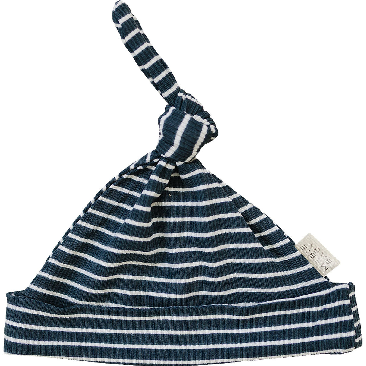 Navy Stripes Ribbed Bamboo Newborn Knot Hat - HoneyBug