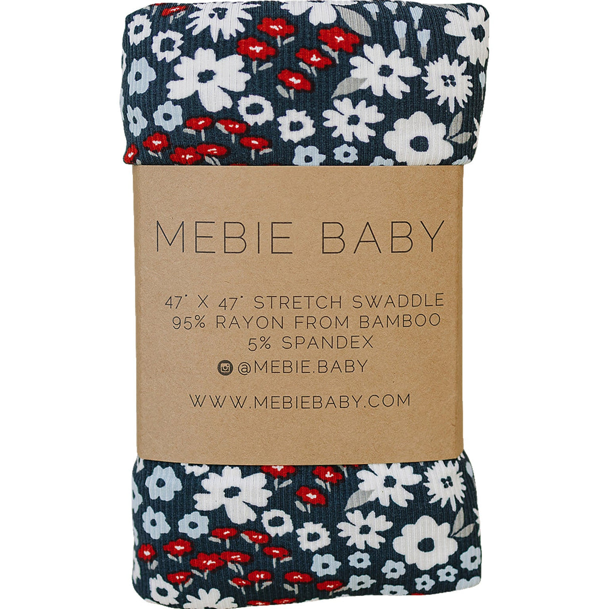 Americana Floral Ribbed Bamboo Stretch Swaddle - HoneyBug