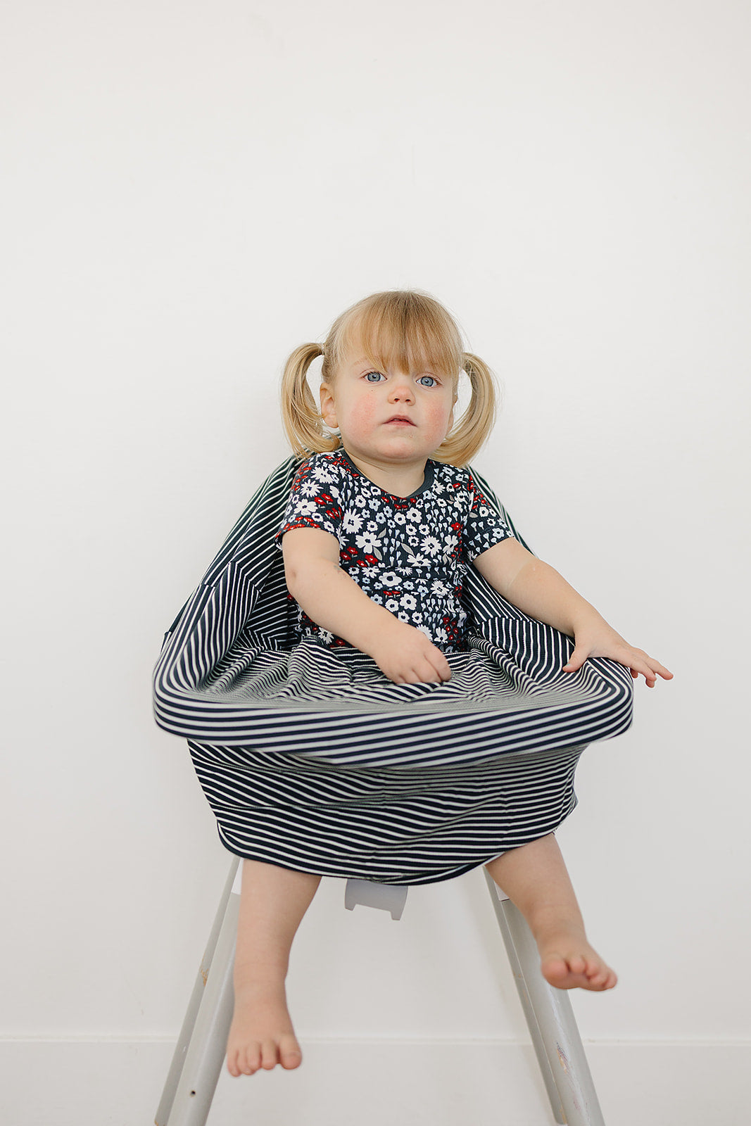 Navy Stripes Ribbed Bamboo Multi-Use Cover - HoneyBug