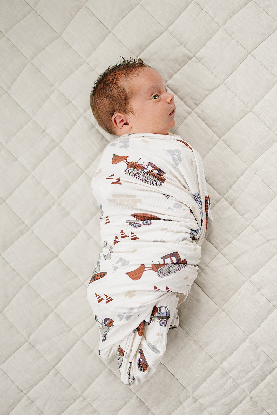 Construction Trucks Bamboo Stretch Swaddle - HoneyBug