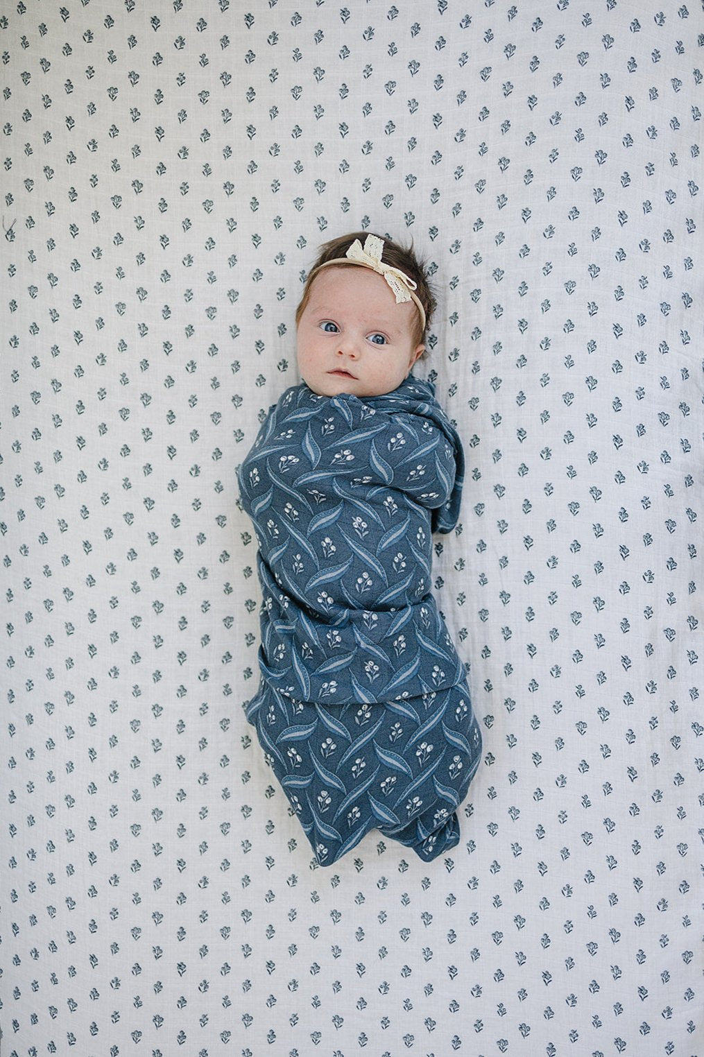 Navy Berry Muslin Swaddle Blanket - HoneyBug